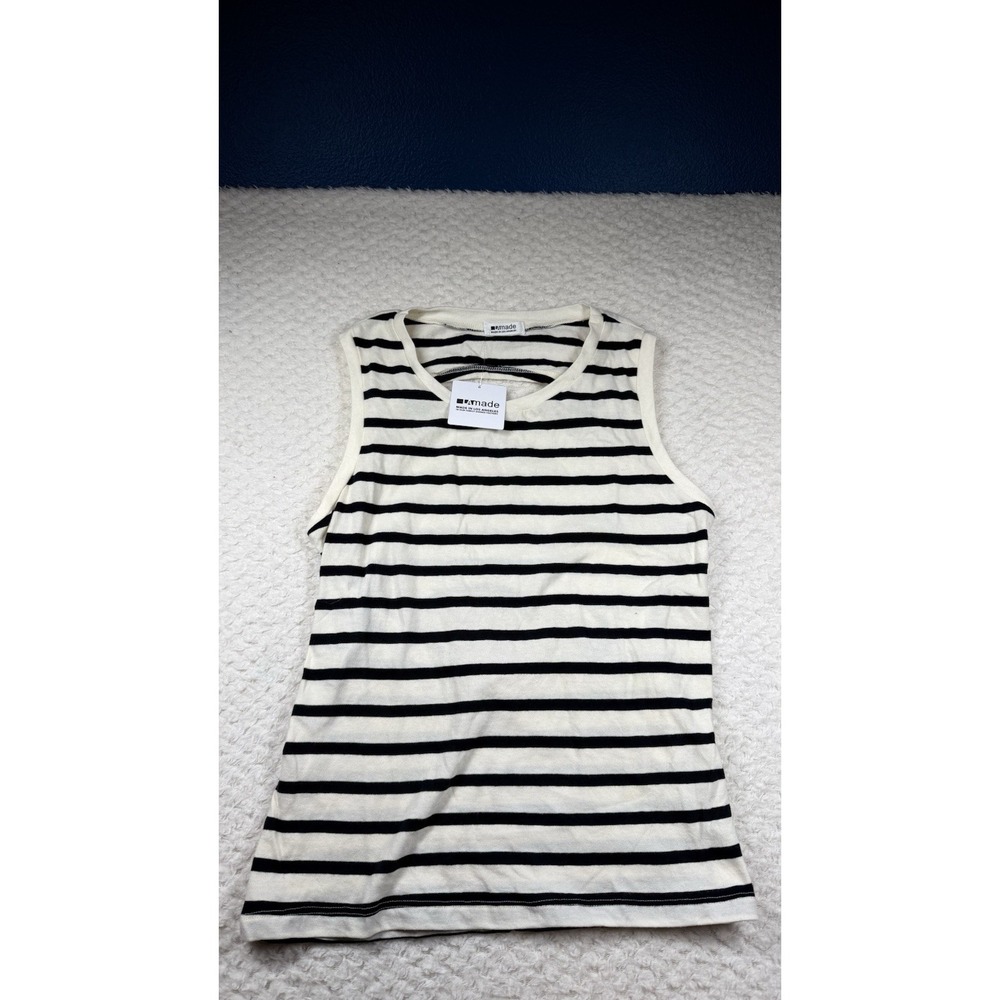 LAMade Striped 100% Cottton Cutout Back Top Medium New